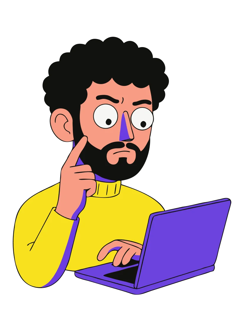 Illustration : Pierre, perplexe devant son ordinateur.